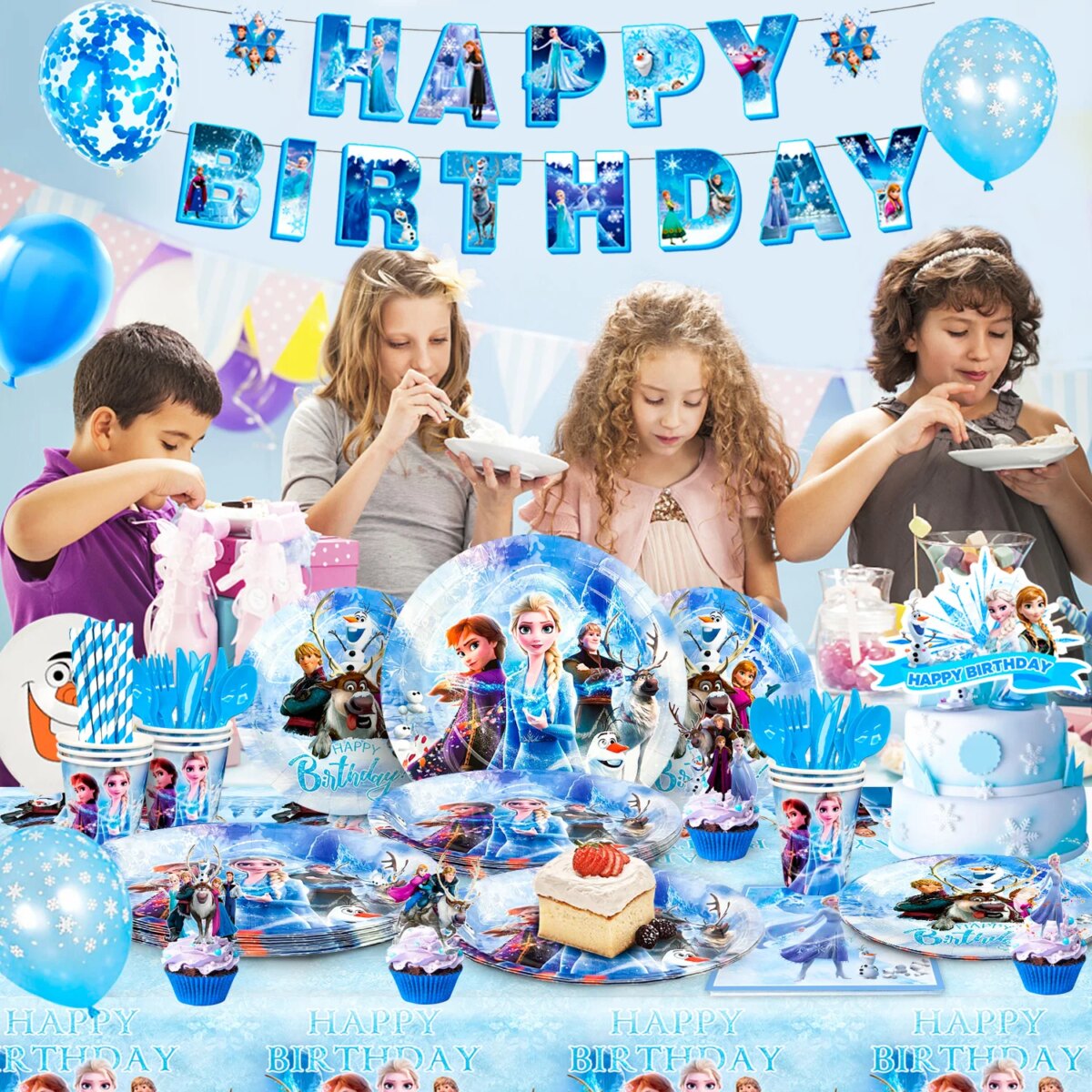 Disney Frozen Party Supplies,172pcs Frozen Party Decorations&Tableware-Banner Balloons Plates etc Frozen Birthday Party Supplies: 3 - 5 Days Free Delivery Only UK - Image 5