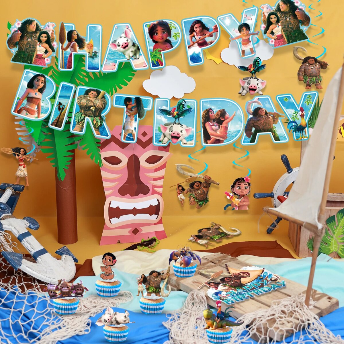 Disne Moana Birthday Party Supplies, 35 Pcs Moana Party Decorations-Moana Balloons Banner Tablecloth etc Moana Birthday Supplies: 3 - 5 Days Free Delivery Only UK - Image 5