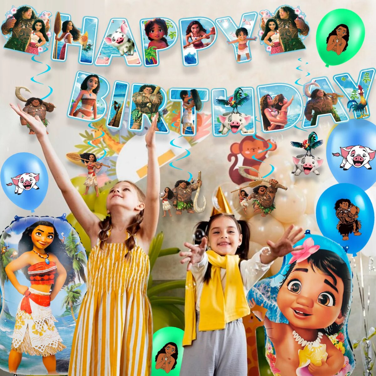 Disne Moana Birthday Party Supplies, 35 Pcs Moana Party Decorations-Moana Balloons Banner Tablecloth etc Moana Birthday Supplies: 3 - 5 Days Free Delivery Only UK - Image 3