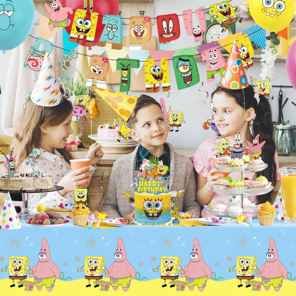SpongeBob Birthday Party Supplies,38pcs SpongeBob Birthday Decorations-SpongeBob Party Banner Balloons Cake Toppers Tablecloth..: 3 - 5 Days Free Delivery Only UK - Image 2