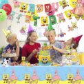 SpongeBob Birthday Party Supplies,38pcs SpongeBob Birthday Decorations-SpongeBob Party Banner Balloons Cake Toppers Tablecloth..: 3 - 5 Days Free Delivery Only UK - Image 4