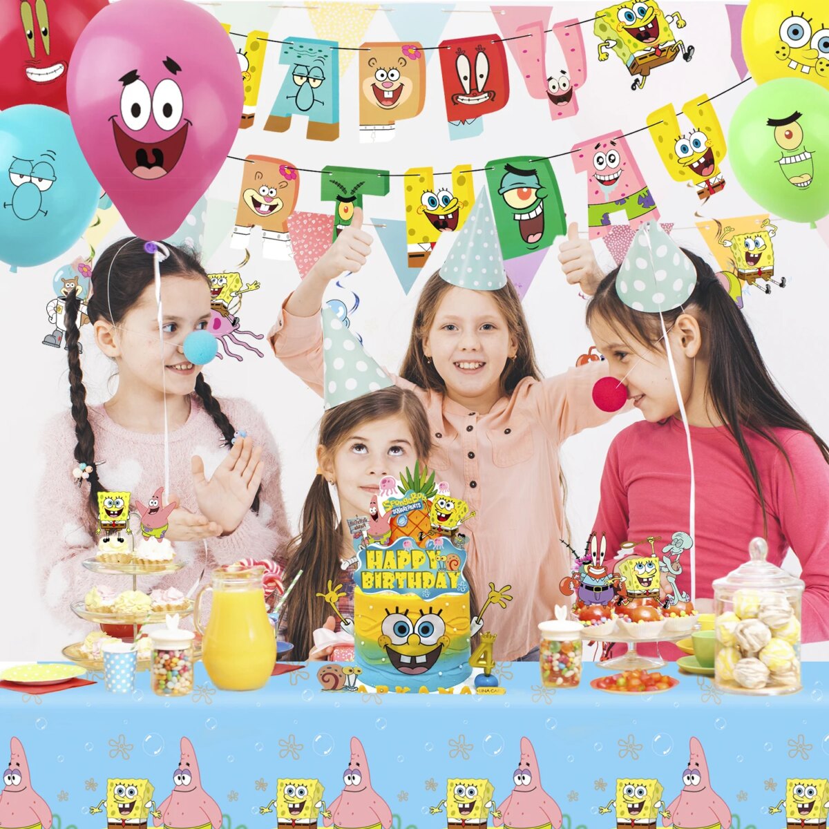 SpongeBob Birthday Party Supplies,38pcs SpongeBob Birthday Decorations-SpongeBob Party Banner Balloons Cake Toppers Tablecloth..: 3 - 5 Days Free Delivery Only UK - Image 5