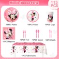 Minnie Birthday Party Supplies,113pcs Minnie Mouse Party Decorations Tableware Set-Plates Napkins Cup etc Minnie Party Tableware: 3 - 5 Days Free Delivery Only UK - Image 6