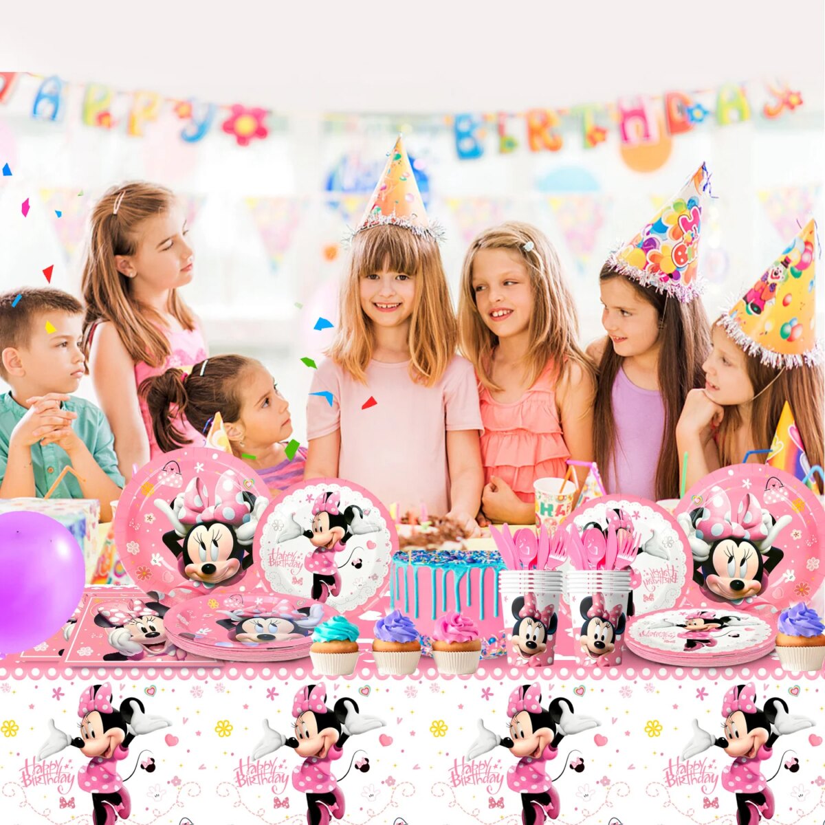 Minnie Birthday Party Supplies,113pcs Minnie Mouse Party Decorations Tableware Set-Plates Napkins Cup etc Minnie Party Tableware: 3 - 5 Days Free Delivery Only UK - Image 4