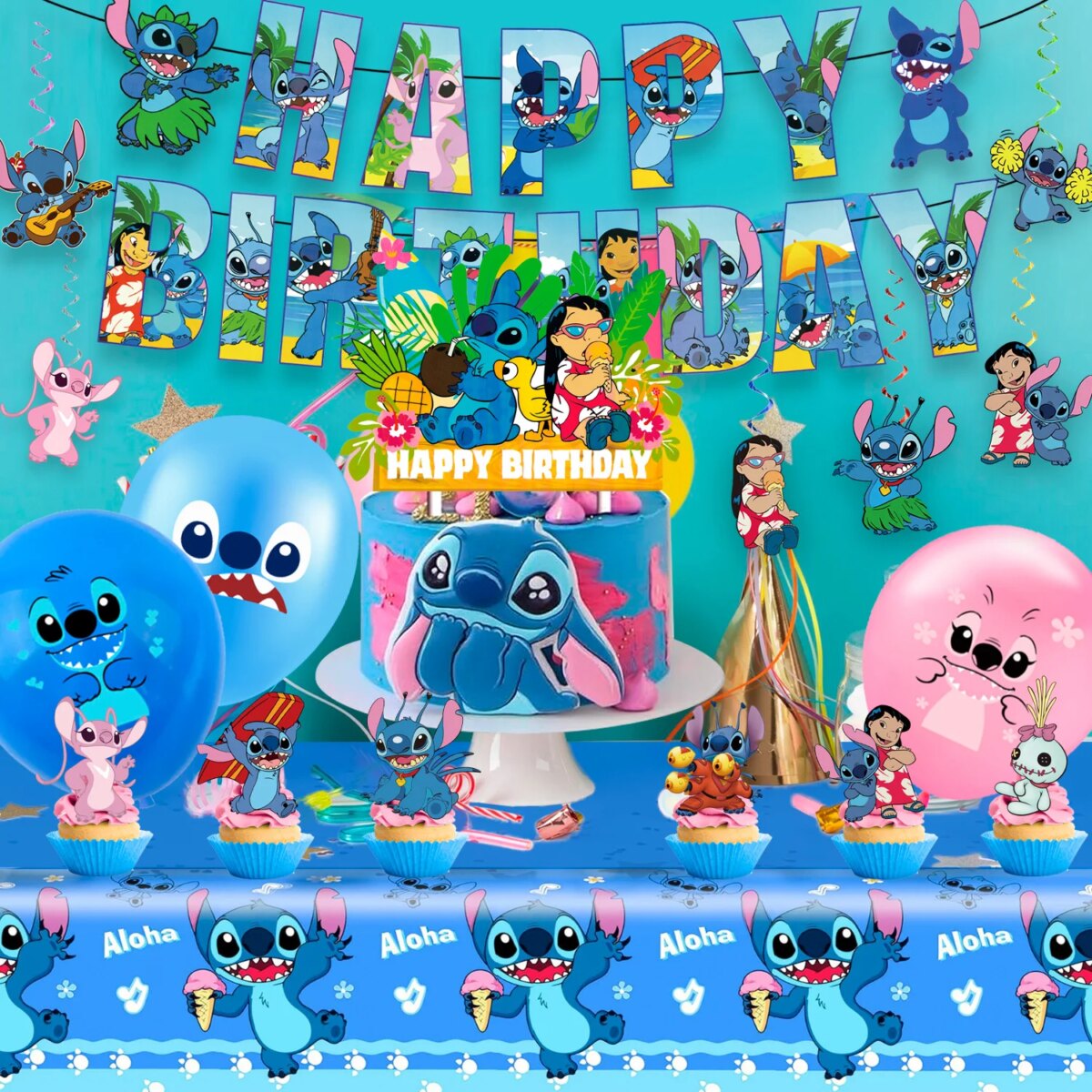 Stitch Party Supplies,36pcs Stitch Birthday Decorations-Stitch Balloon Tablecloth Backdrop etc Stitch Birthday Party Supplies: 3 - 5 Days Free Delivery Only UK - Image 3