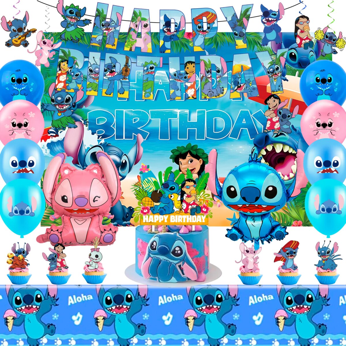 Stitch Party Supplies,36pcs Stitch Birthday Decorations-Stitch Balloon Tablecloth Backdrop etc Stitch Birthday Party Supplies: 3 - 5 Days Free Delivery Only UK - Image 1