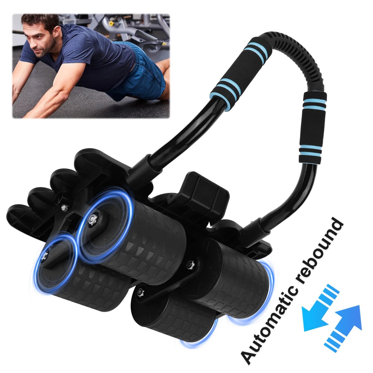 Abdominal Workout Roller with 8 Elbow Support Abdominal Fitness Wheel Automatic Rebound for Exercising Shoulder Arm Leg Muscles: 3 - 5 Days Free Delivery Only UK - Image 2