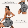 2pcs Women's High-Waist Tie-Dye Yoga Shorts - Seamless, Booty Lifting, Stretchy Nylon & Spandex Blend, Red & Grey: 3 - 5 Days Free Delivery Only UK - Image 4