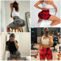 2pcs Women's High-Waist Tie-Dye Yoga Shorts - Seamless, Booty Lifting, Stretchy Nylon & Spandex Blend, Red & Grey: 3 - 5 Days Free Delivery Only UK - Image 5