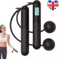 UK Cordless Jump Ropeless Rope With Digital Counter Skipping Rope: 3 - 5 Days Free Delivery Only UK