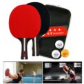 Ping Pong Racket 2 Rackets & 3 Balls Table Tennis Paddles Professional Ping Pong Paddle with Bag for Beginners Training Game: 3 - 5 Days Free Delivery Only UK