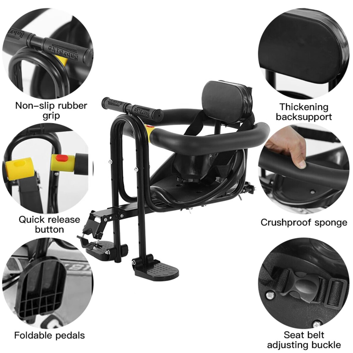 Safety Child Saddle Front Bicycle  Seat Child Safety Child Saddle with Pedals and Support for MTB Road Bike Front Seat for Kid: 3 - 5 Days Free Delivery Only UK - Image 6