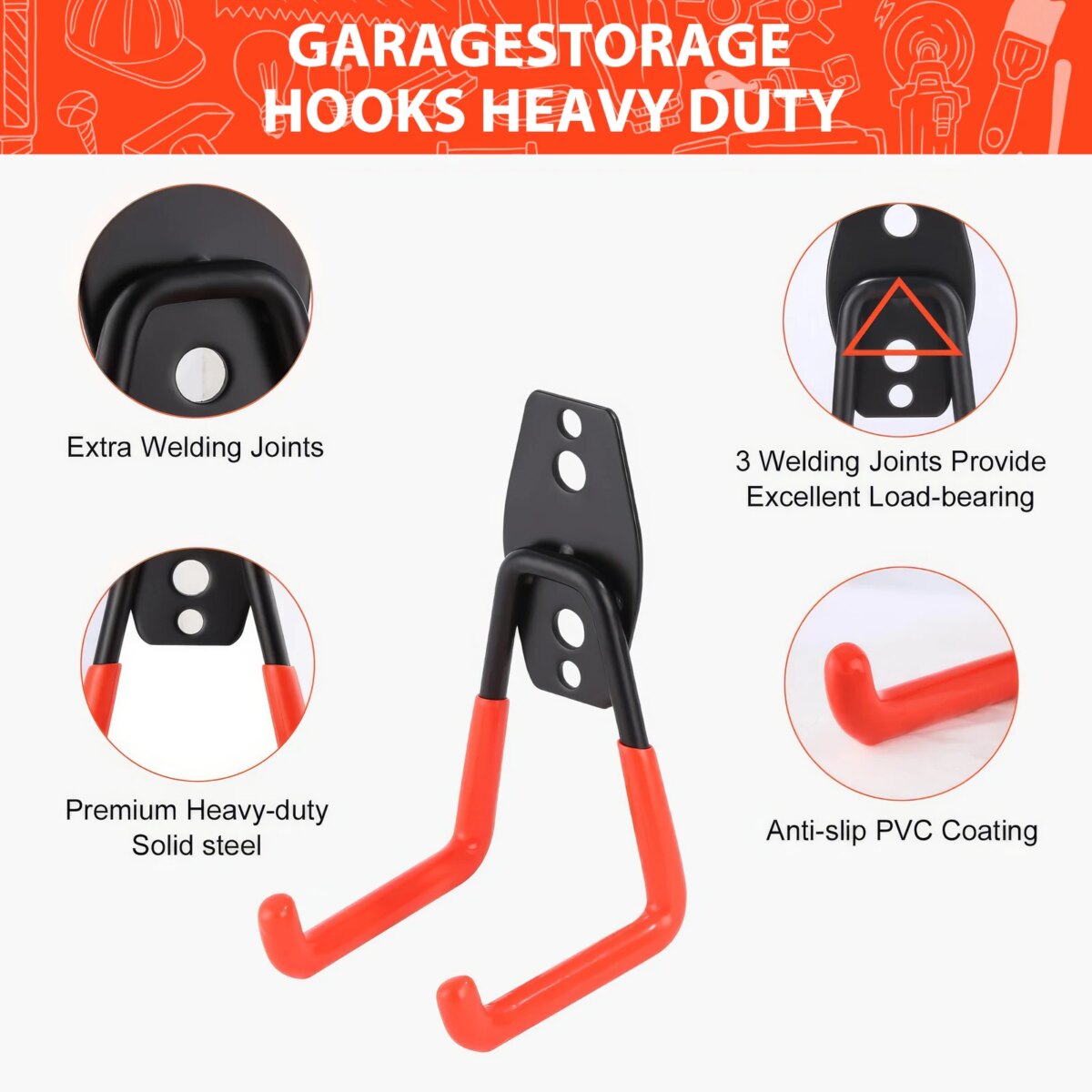Heavy Duty Metal Hook Garage Organizer Wall Mount Bicycle Hanger Hooks Wall Mount Anti-slip Storage Hook For Ladders Garden Tools: 3 - 5 Days Free Delivery Only UK - Image 3