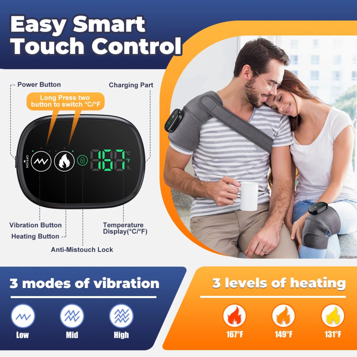 Electric Heated Knee Massage Physiotherapy Pad 3 in 1 Massager For Shoulder Elbow Knee 6-speed Hot Compress Relax Muscle: 3 - 5 Days Free Delivery Only UK - Image 3
