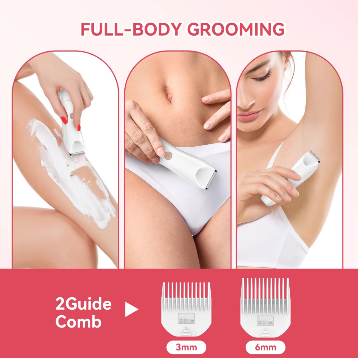MAXGROOM Bikini Trimmer for Women IPX7 Waterproof Body Underarm Legs Pubic Hair Trimmer Detachable Head Painless Electric Shaver: 3 - 5 Days Free Delivery Only UK - Image 4