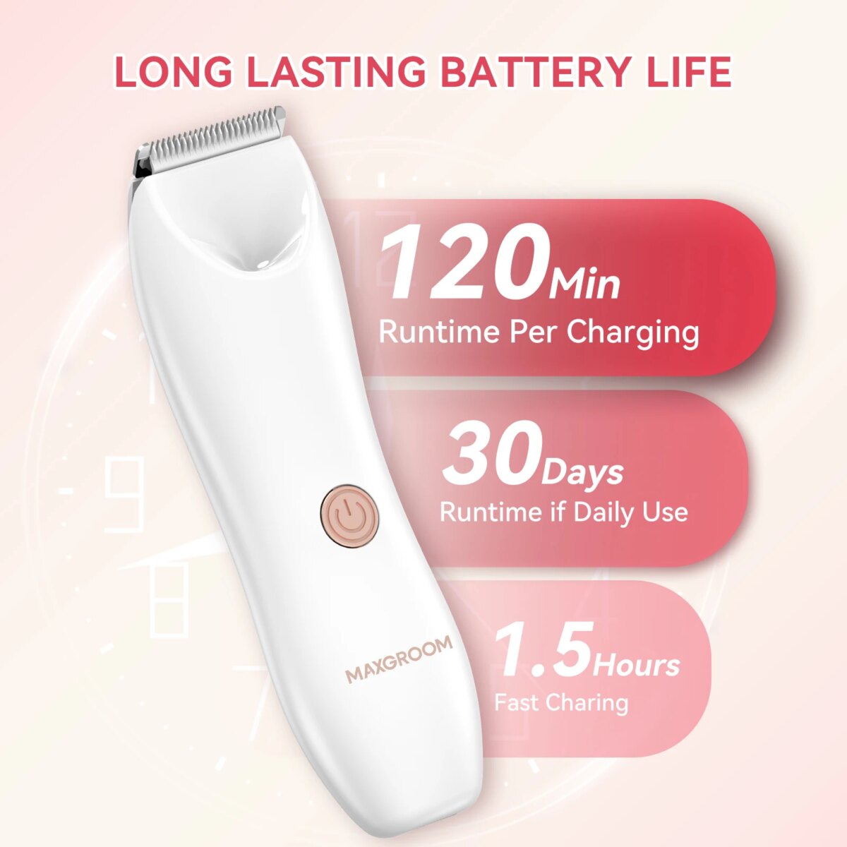 MAXGROOM Bikini Trimmer for Women IPX7 Waterproof Body Underarm Legs Pubic Hair Trimmer Detachable Head Painless Electric Shaver: 3 - 5 Days Free Delivery Only UK - Image 5