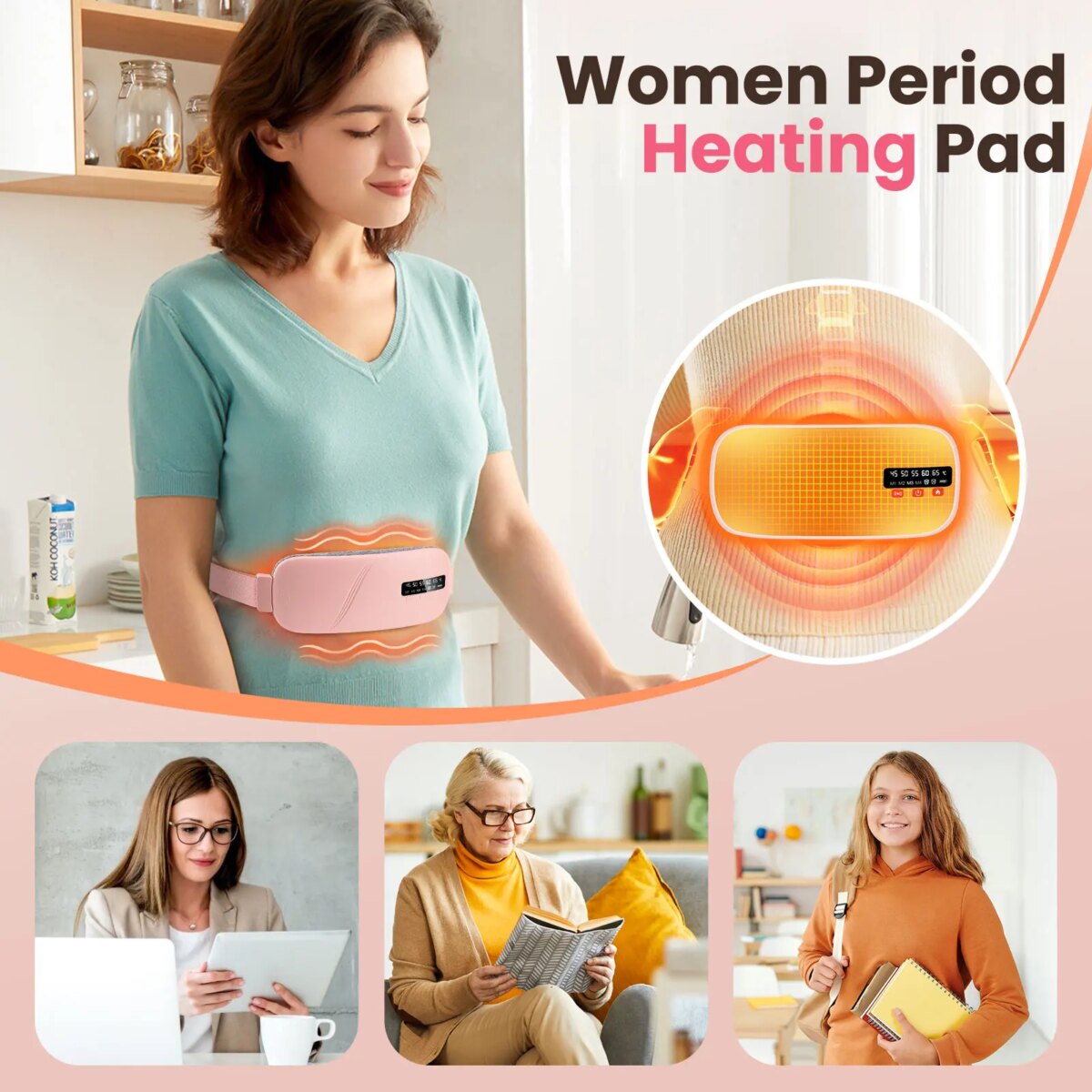 5 Modes Electric Heating Vibration Waist Massage Belt Smart Warm Palace Women Menstrual Heating Pad for for Cramps Period Relief: 3 - 5 Days Free Delivery Only UK - Image 4