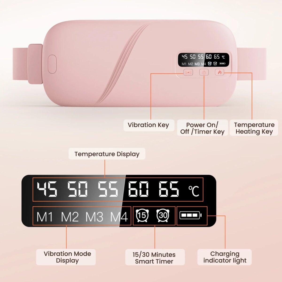 5 Modes Electric Heating Vibration Waist Massage Belt Smart Warm Palace Women Menstrual Heating Pad for for Cramps Period Relief: 3 - 5 Days Free Delivery Only UK - Image 3
