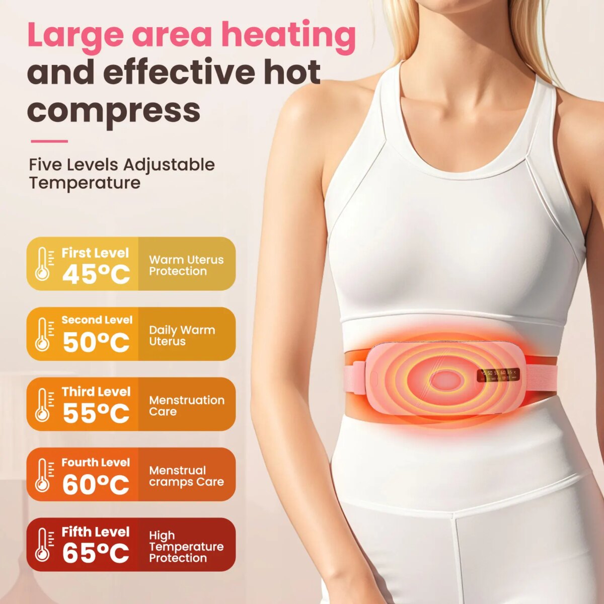5 Modes Electric Heating Vibration Waist Massage Belt Smart Warm Palace Women Menstrual Heating Pad for for Cramps Period Relief: 3 - 5 Days Free Delivery Only UK - Image 5
