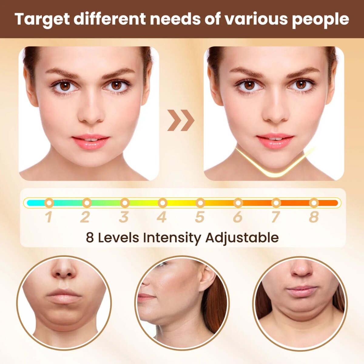 Electric V Face Lifting Beauty Device 6 Modes 8 Levels EMS Micro-current Firming Facial Massager Double Chin Removal Skin Care - Image 4