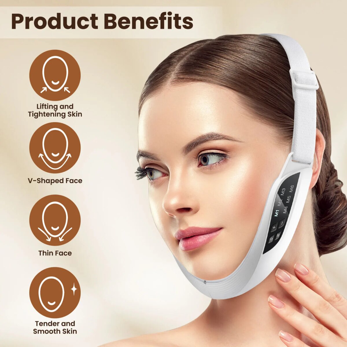 Electric V Face Lifting Beauty Device 6 Modes 8 Levels EMS Micro-current Firming Facial Massager Double Chin Removal Skin Care - Image 6