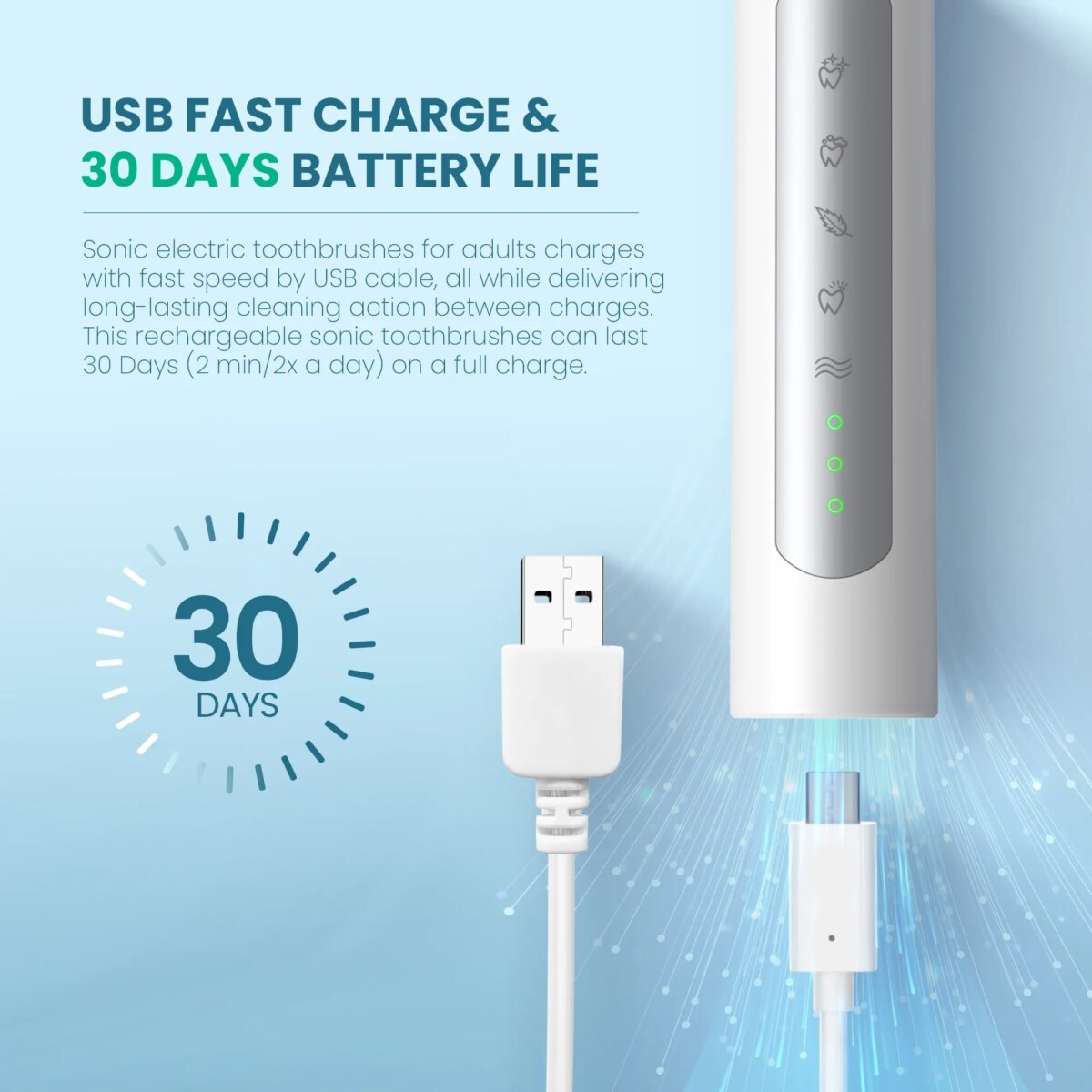 Sejoy Sonic Electric Toothbrush For Adults Tooth Deep Clean 10 Brush Heads Travel Case Built in Smart : 3 - 5 Days Free Delivery Only UKTimer Sonic Toothbrush - Image 5