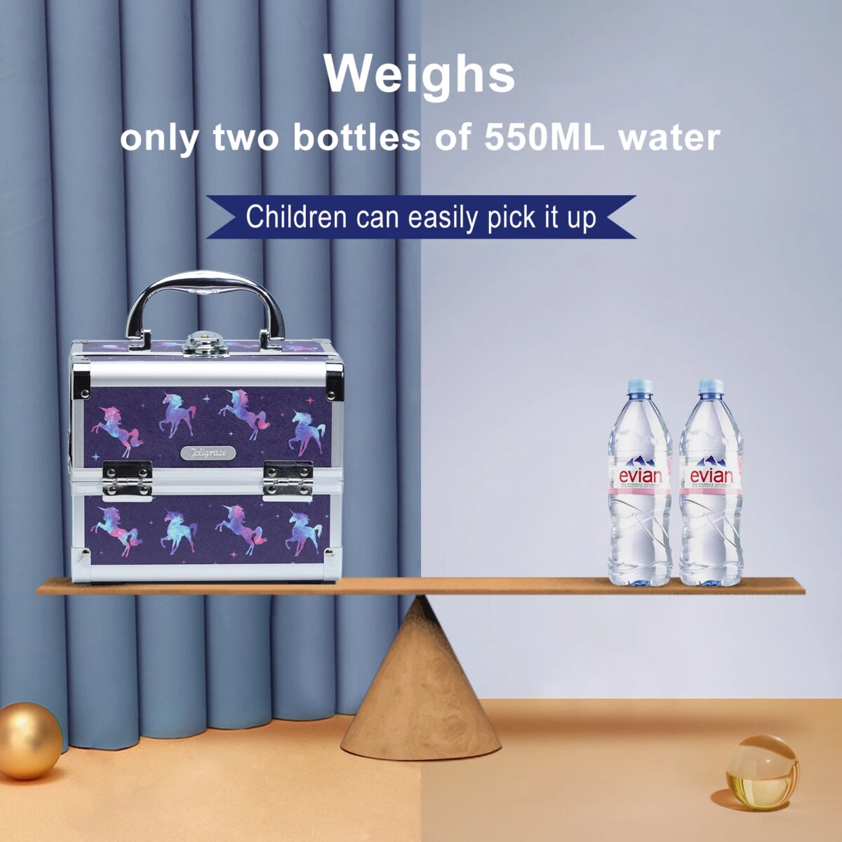 Makeup Case Portable Lock Alloy Unicorn Cosmetic Jewelry Nail Hair Accessories Storage Box with Mirror 2 Trays Make-up Suitcase: 3 - 5 Days Free Delivery Only UK - Image 3