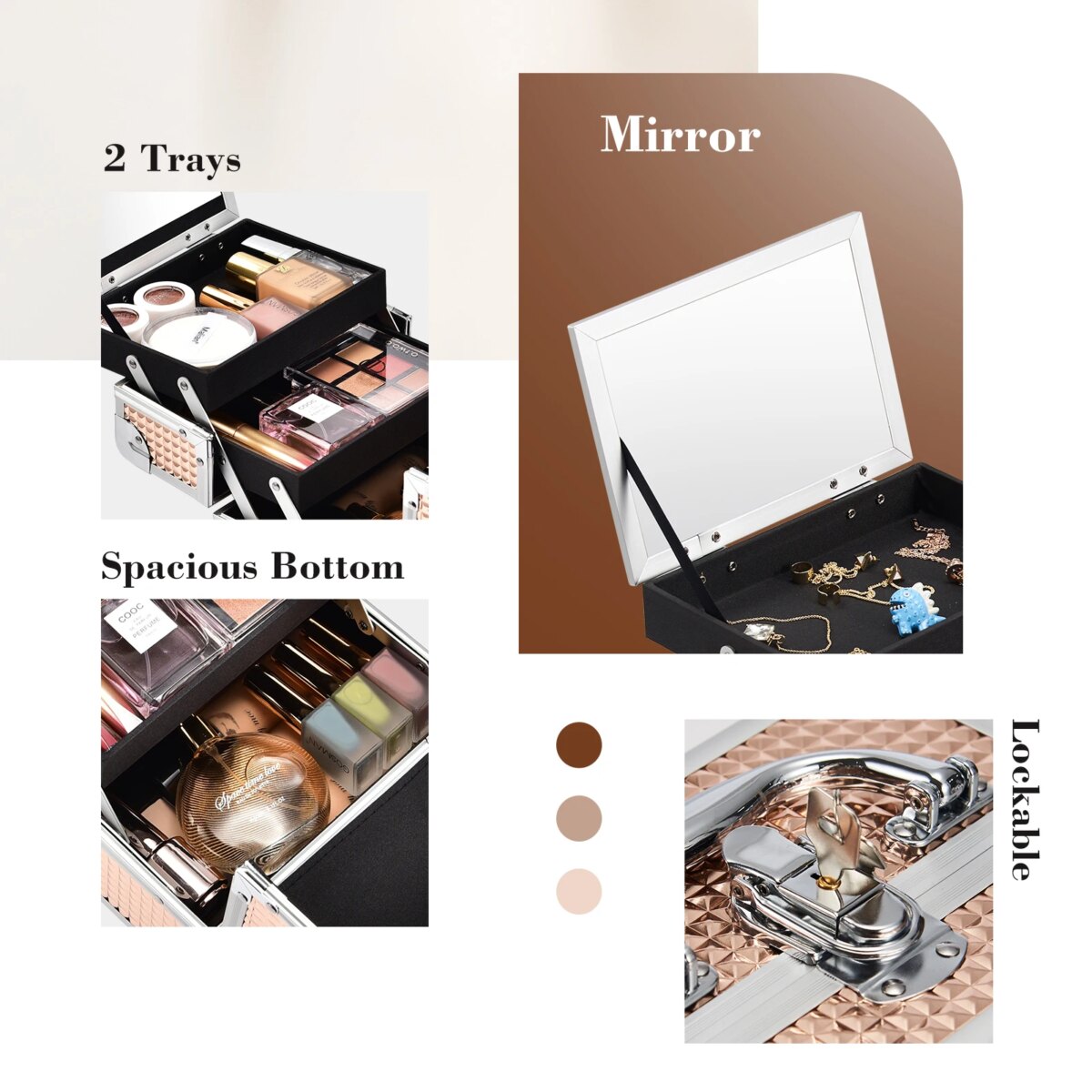 Makeup Case Portable Lock Alloy Unicorn Cosmetic Jewelry Nail Hair Accessories Storage Box with Mirror 2 Trays Make-up Suitcase: 3 - 5 Days Free Delivery Only UK - Image 6