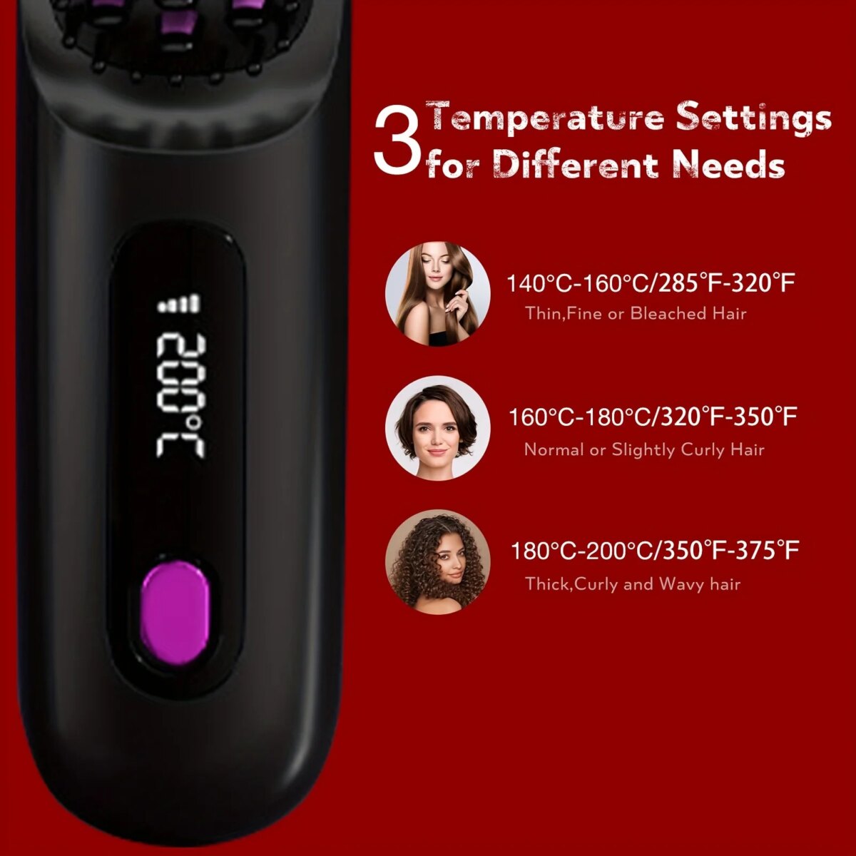 Electric Hair Straightener Brush Portable Fast Heating USB Rechargeable Negative Lons Professional Fashion Straightening Comb: 3 - 5 Days Free Delivery Only UK - Image 3