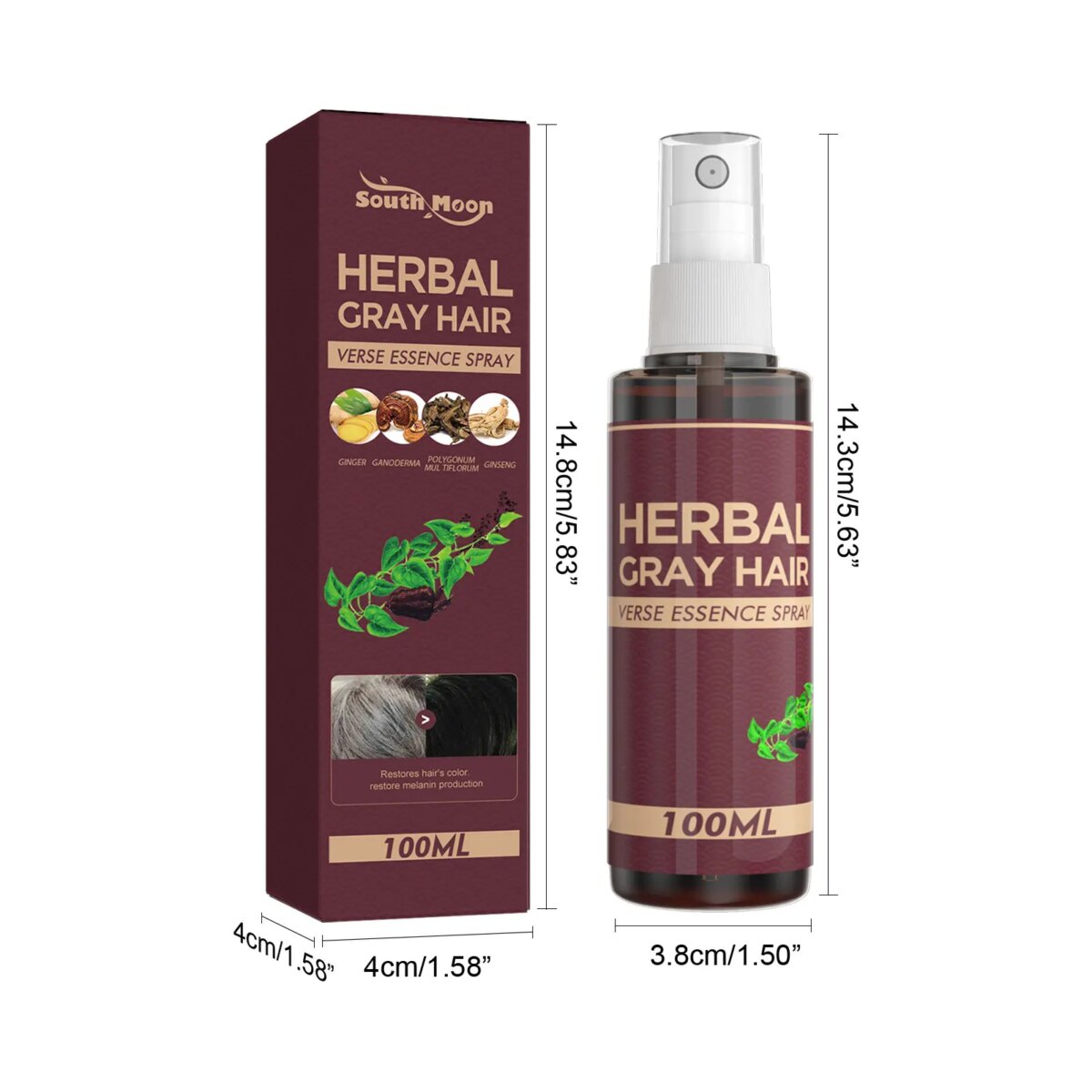 South Moon 100ml Hair Darkening Herbal Spray Polygonum Multiflorum Whiten To Black Natural Oil Control Anti Grey Hair Spray: 3 - 5 Days Free Delivery Only UK - Image 6