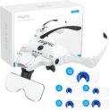 eSynic Headband Magnifier | 4 LED Lights | 1.2-4.5X Lens | Rechargeable | for Reading Crafts: 3 - 5 Days Free Delivery Only UK
