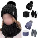 Womens Girls Thick Knit Hat Scarf and Touchscreen Gloves Set Knitted Winter Gift: 3 - 5 Days Free Delivery Only UK - Image 2