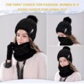 Womens Girls Thick Knit Hat Scarf and Touchscreen Gloves Set Knitted Winter Gift: 3 - 5 Days Free Delivery Only UK - Image 5