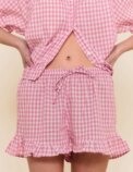 Womens 2 Piece Ruffle Pajama Set Gingham Pjs Short Sleeve Babydoll Shirt and : 3 - 5 Days Free Delivery Only UK