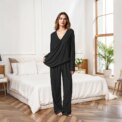 Modishion Women's V-neck long-sleeved pyjamas home wear set loose and comfortable simple and fashionable Sleepwear: 3 - 5 Days Free Delivery Only UK - Image 3