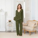 Modishion Women's V-neck long-sleeved pyjamas home wear set loose and comfortable simple and fashionable Sleepwear: 3 - 5 Days Free Delivery Only UK - Image 5