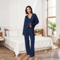 Modishion Women's V-neck long-sleeved pyjamas home wear set loose and comfortable simple and fashionable Sleepwear: 3 - 5 Days Free Delivery Only UK - Image 4