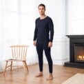 Modishion new men's winter thermal underwear set comfortable warm plus velvet high elastic sports underwear two-piece set: 3 - 5 Days Free Delivery Only UK