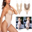 Thong Bodysuits Lingeries For Women Sexy Backless Deep V Neck Shaper COMFREE Party Invisible U Plunge Corset With Bras Shapewear: 3 - 5 Days Free Delivery Only UK