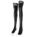 Womens PVC Leather Shiny One Size Long Socks Thigh-High Stockings Wet Look Lace Hold ups: 3 - 5 Days Free Delivery Only UK - Image 4