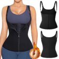 Women's Waist Trainer Sauna Sweat Vest Corset Body Shaper Neoprene Shapewear Gym Workout Tank Top Black Slimming Top with Zipper: 3 - 5 Days Free Delivery Only UK