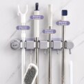 Broom Mop Holder, Wall Mounted Self-Adhesive Broom And Mop Organizer With Hooks For Bathroom Kitchen Closet Storage: 3 - 5 Days Free Delivery Only UK