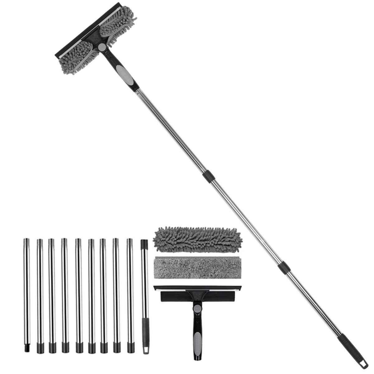 2 in 1 Mop Splicing Rod Rotatable Bathroom Mirror Glass Wiper Adjustable Long Handle Cobweb Duster for Dusting Cleaning Supplies: 3 - 5 Days Free Delivery Only UK - Image 1