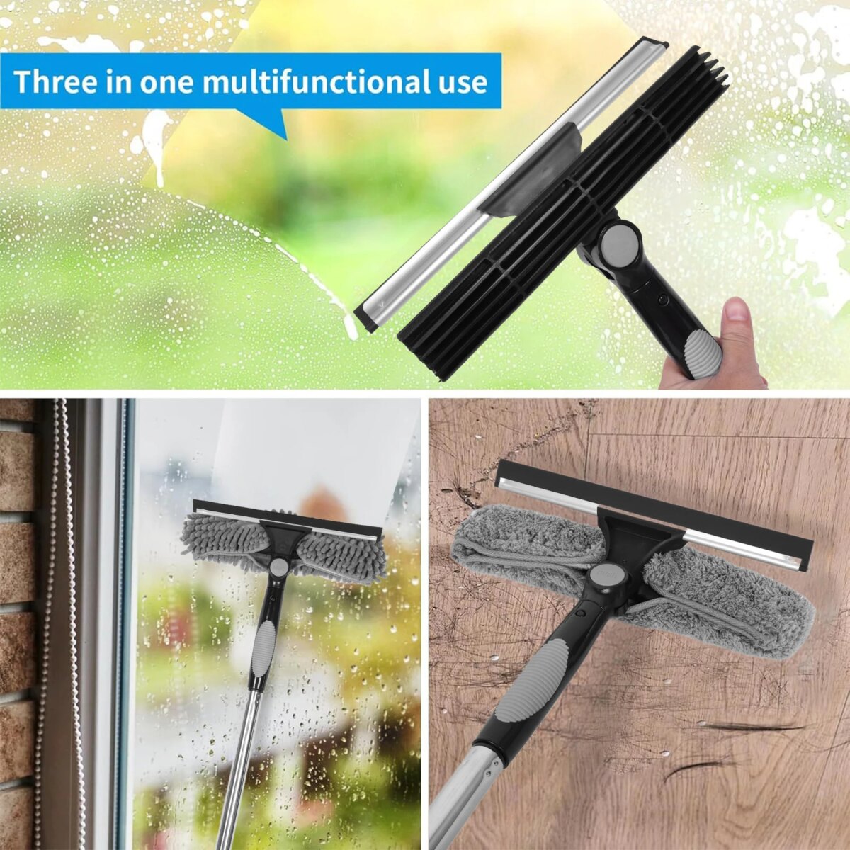 2 in 1 Mop Splicing Rod Rotatable Bathroom Mirror Glass Wiper Adjustable Long Handle Cobweb Duster for Dusting Cleaning Supplies: 3 - 5 Days Free Delivery Only UK - Image 4