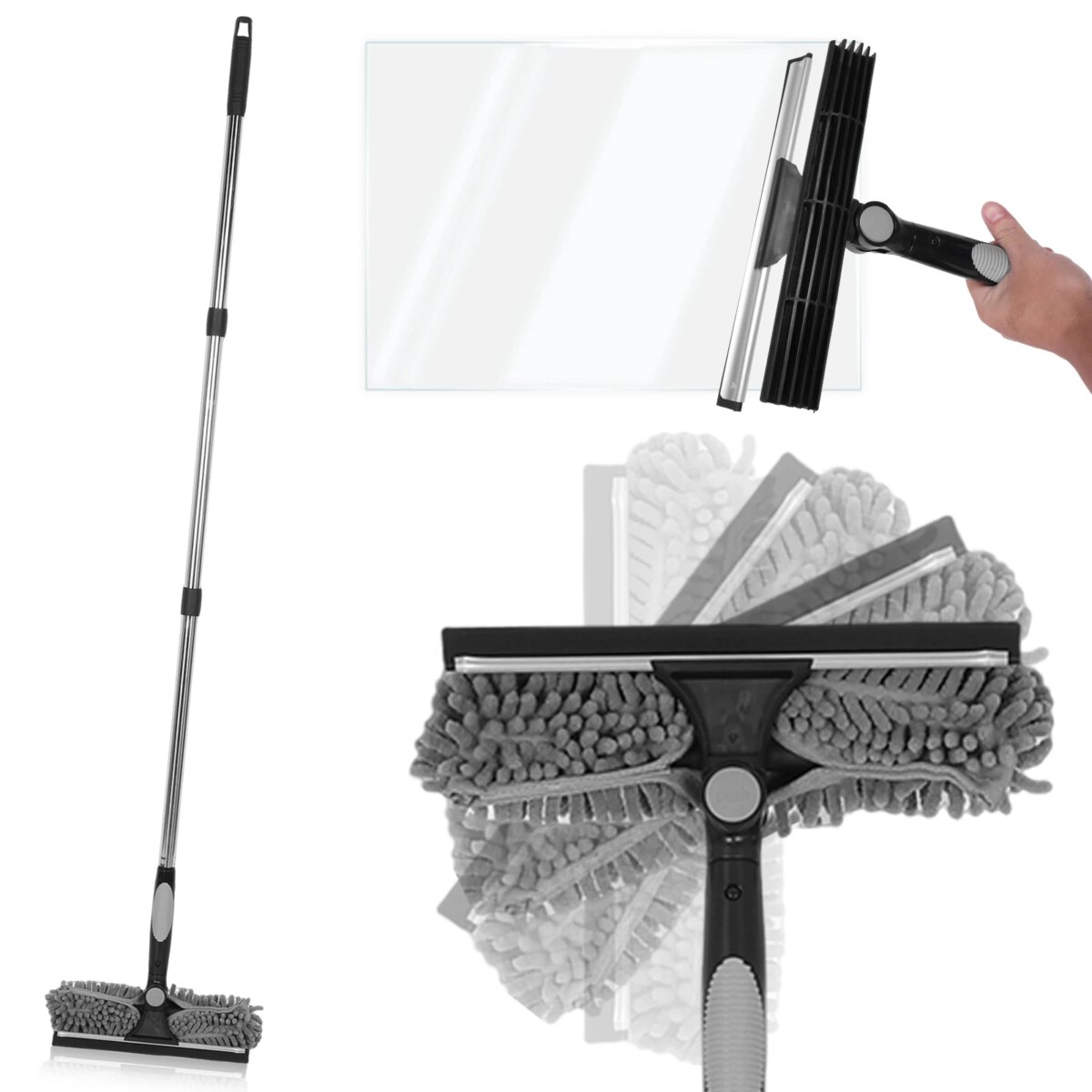 2 in 1 Mop Splicing Rod Rotatable Bathroom Mirror Glass Wiper Adjustable Long Handle Cobweb Duster for Dusting Cleaning Supplies: 3 - 5 Days Free Delivery Only UK - Image 6