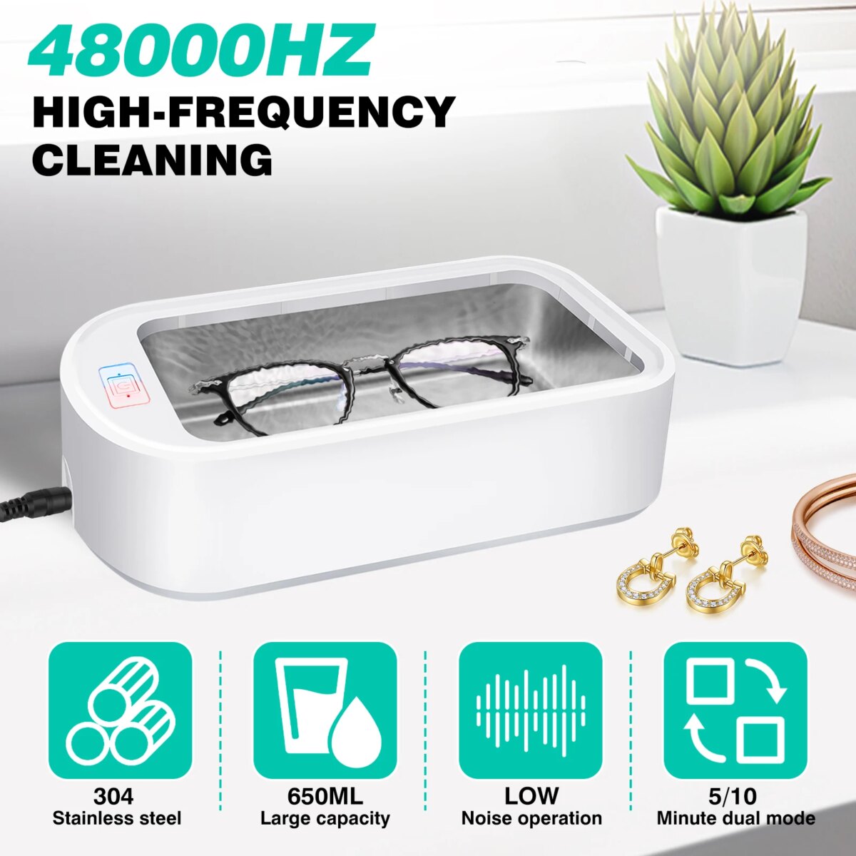 Ultrasonic Cleaner, 40W 22oz 48KHz Portable Professional Ultrasonic Cleaner Machine for Cleaning ,Eyeglass, Watches, Jewellery: 3 - 5 Days Free Delivery Only UK - Image 2