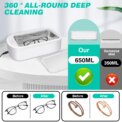 Ultrasonic Cleaner, 40W 22oz 48KHz Portable Professional Ultrasonic Cleaner Machine for Cleaning ,Eyeglass, Watches, Jewellery: 3 - 5 Days Free Delivery Only UK - Image 6