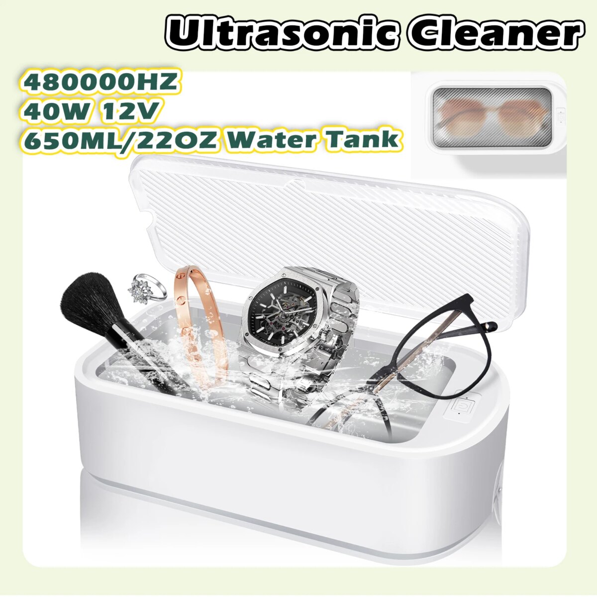 Ultrasonic Cleaner, 40W 22oz 48KHz Portable Professional Ultrasonic Cleaner Machine for Cleaning ,Eyeglass, Watches, Jewellery: 3 - 5 Days Free Delivery Only UK - Image 1