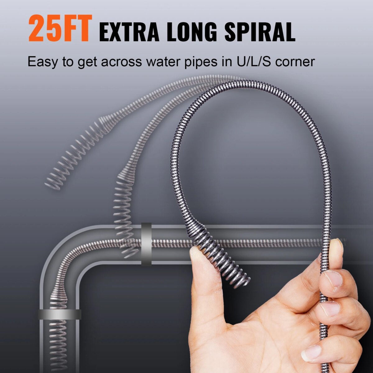 SucceBuy Drain Auger 25Ft Manual-feeding Plumbing Snake w/ Drill Attachment Drain Clog Remover Toilet Sewer Pipe Dredge for Home: 3 - 5 Days Free Delivery only UK - Image 3