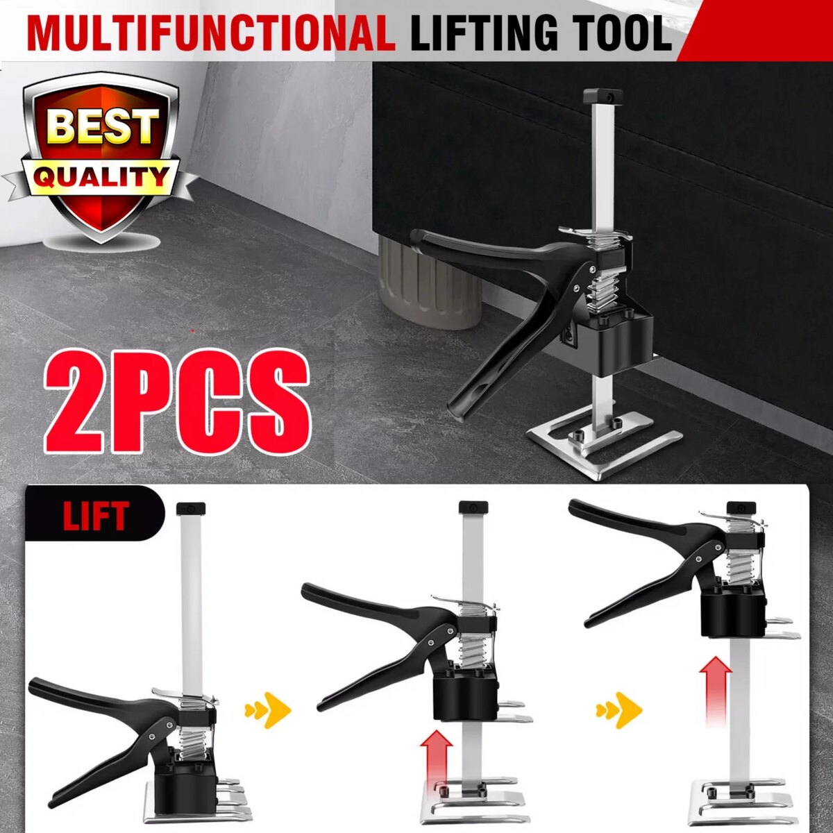 2PCS New Labor Saving Arm Board Jack Cabinet Lifter Height Locator Adjusting Lifter Multifunctional Hand Lifting Tool Max. 170kg: 3 - 5 Days Free Delivery only UK - Image 1